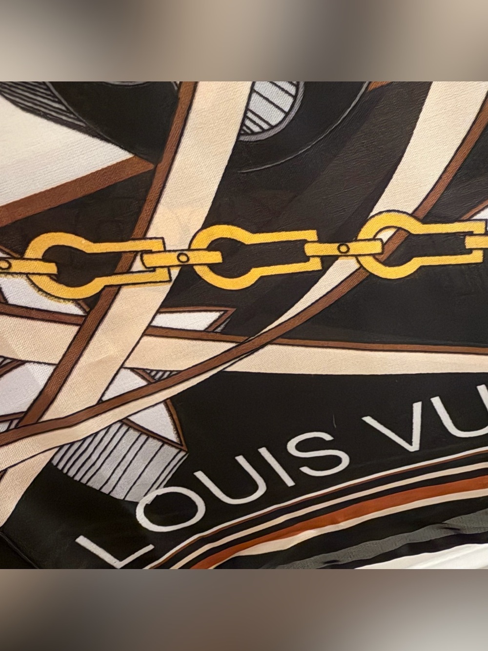 Gorgeous Black, White & Gold Silk Scarf - NWT - Picture 4 of 11